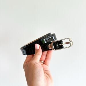 Longchamp Patent Leather Belt Black OS